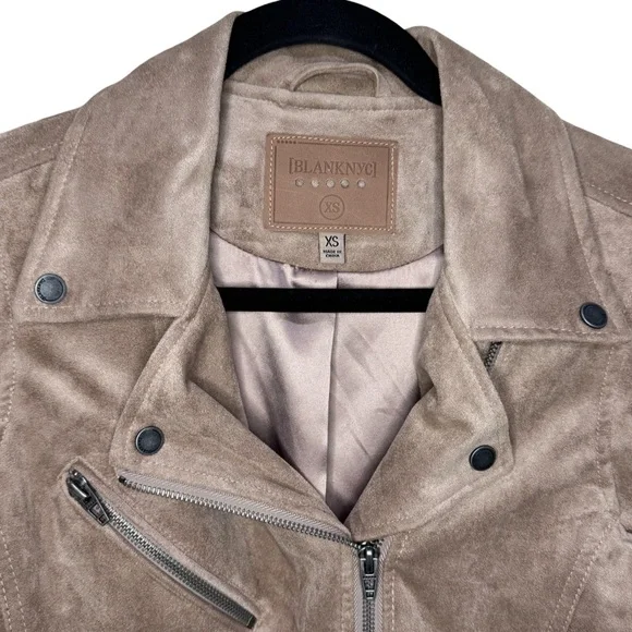 Blank NYC Faux Suede Moto Jacket - Sand Stone XS - Picture 5 of 6